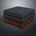 Square Dark Textured Upholstered Footstool With Stylish Wooden Legs Modern Design