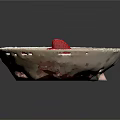 Fresh Ripe Plump Strawberries Served in Blue and White Patterned Bowl on Dark Background