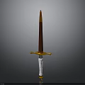 Decorative Sword With Brown Blade White Hilt And Golden Crossguard