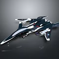Advanced Sci-Fi Weaponized Aircraft Model With Black White Design Multiple Wings And Weapon Systems 3d model