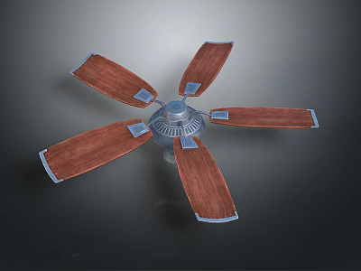 Modern Home Ceiling Fan With Wooden Blades And Metal Frame Design 3d model