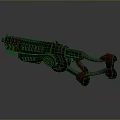 Futuristic Sci Fi Weapon With Black Red And Blue Glowing Mechanical Design