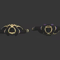 Elegant Black And Purple Robe With Golden Accents And Cape Design