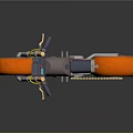 Unique Stylish Motorcycle With Orange Wheels Gray Body And Chain Details
