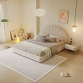Cozy White Kids Bed With Arched Headboard Soft Rug Teddy Bear And Decorative Painting