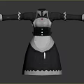 Classic Black And White Maid Outfit With Apron Ruffled Cuffs And Collar