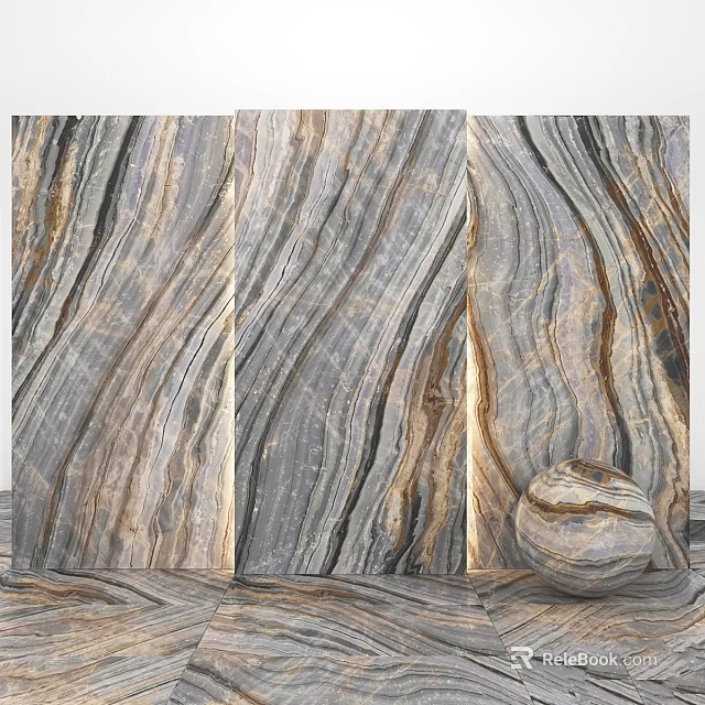 Spherical Component With Marble Texture Wall And Modern Decorative Interior Design 3d model 