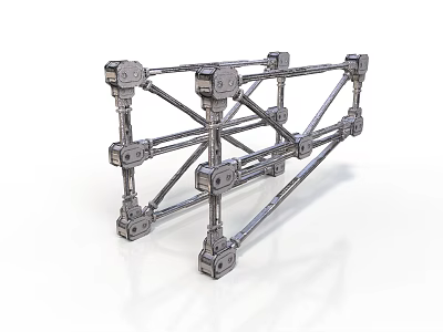 Heavy Duty Industrial Metal Frame Equipment With Connecting Joints And Cross Bars 3d model