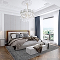 French Bedroom Chandelier Carpet 3d model