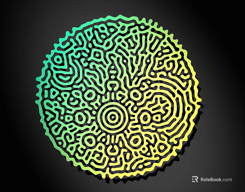 Intricate Circular Wall Decor With Geometric Patterns Gradient Green Yellow And Serrated Edges 3d model 
