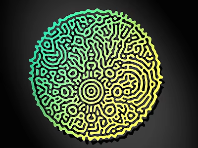 Intricate Circular Wall Decor With Geometric Patterns Gradient Green Yellow And Serrated Edges 3d model