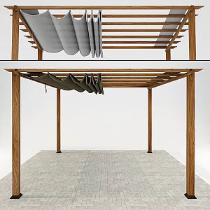 Outdoor solid wood canopy awning 3d model