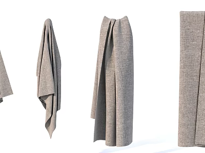 Bathroom Accessories Soft Grey Bath Towels With Different Folded Styles And Sizes 3d model