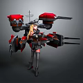 Blonde Haired Game Anime Character With Mechanical Armor Cannon Barrels And Sailor Uniform