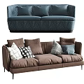 Brown and Blue Sofa Set with Multiple Decorative Pillows and Comfortable Design