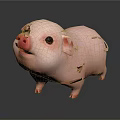 Cute Pink Piglet Standing On Black Background With Reflective Surface 3d model