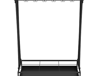 Black Metal Storage Shelf with Top Hooks and Bottom Tier for Home Organization 3d model