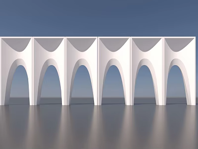 Elegant Modern White Architectural Arches Against Blue Sky With Reflection 3d model