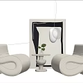 Modern Leisure Sofa Combination Single Sofa Chandelier Side and Corner Hanging Picture 3d model