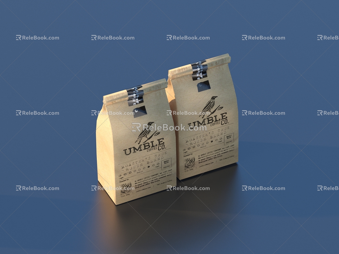 carton paper bag packaging box food 3d model