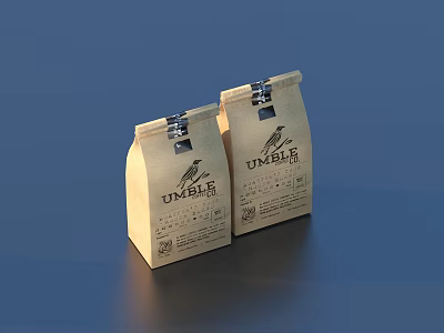 Two UNBLE Brand Paper Bags With Bird Logo For Daily Necessities 3d model