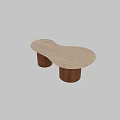 Modern Irregular Shaped Coffee Table With Light Top And Dark Wooden Legs