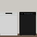 Modern Kitchen Dishwashers White And Black Side By Side On Wooden Floor