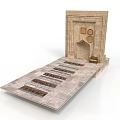 Traditional Stone Architecture With Arched Entrance Decorative Panels Stone Slab Floor And Steps