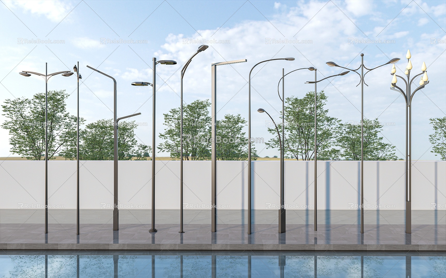 Street lamp landscape lamp high pole lamp head lighting lamp 3d model