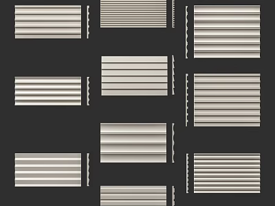 Modern Interior Wall Design With Various Horizontal Decorative Panels And Textured Strips 3d model
