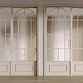 Light Colored Sliding Doors With Glass Panels And Decorative Grid Patterns For Interior Space