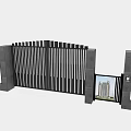 Modern Entrance Gate Design With Black Metal Railings And Geometric Patterns