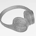 Modern Headphones Audio With 3D Mesh Wireframe Design And Metallic Structure 3d model
