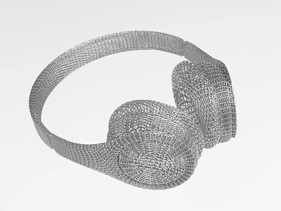 Modern Headphones Audio With 3D Mesh Wireframe Design And Metallic Structure 3d model