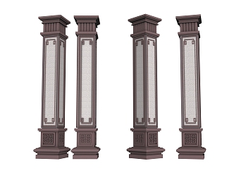 New Chinese Style Columns Roman Columns Build Back-to-Word Columns 3d model