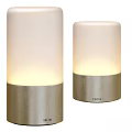Modern Table Lamp With White Cylindrical Lampshade And Silver Metal Base