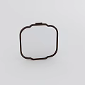 Square Mirror with Brown Frame and Decorative Curved Design on Light Gray Background 3d model