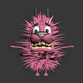 Playful Pink Spiky Cartoon Creature With Big Eyes And Open Arms