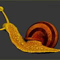 Cartoon Anthropomorphic Snail Character With Big Eyes Yellow Body And Red Spiral Shell