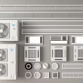 Various Types Of Air Conditioner Vents With Exterior Units And Grille Designs