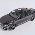 Dark Blue Luxury Sedan Side View With Sleek Body And Large Alloy Wheels