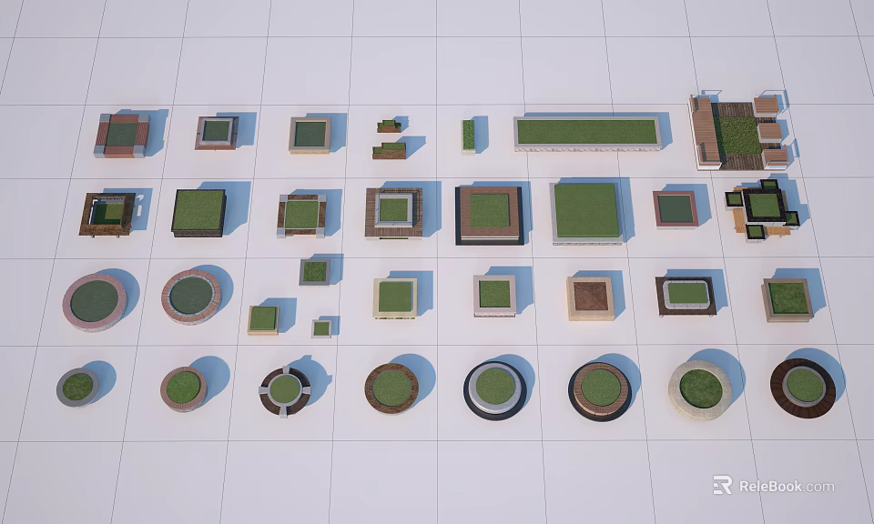 Various Tree Pits with Square Circular Rectangular Shapes Different Designs and Materials 3d model