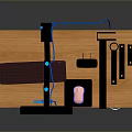 Wooden Office Desk With Monitor Keyboard Mouse Phone Drawer Cabinet And Computer Tower