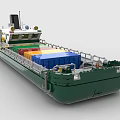 Green Building Blocks Cargo Ship with Colorful Containers and Upper Cabin Structure 3d model