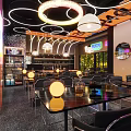 Modern Bar Interior With Neon Lights And Stylish Seating 3d model