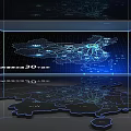 Digital China Map Display With 30 Cities Data Visualization And Human Figure Standing 3d model