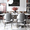 Modern Elegant Dining Room Interior With Round Dining Table Velvet Chairs And Pendant Lights 3d model