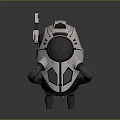 Modern Futuristic White Tech Helmet With Blue Circular Accents And Headphone Parts