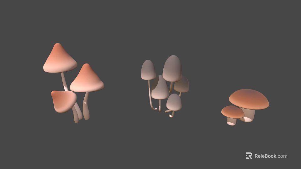 Healthy Vegetable Mushrooms with Different Colors and Various Natural Shapes 3d model 