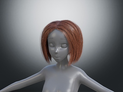 Modern Hair Model Hairstyle Short Hair Cartoon Beauty 3d model